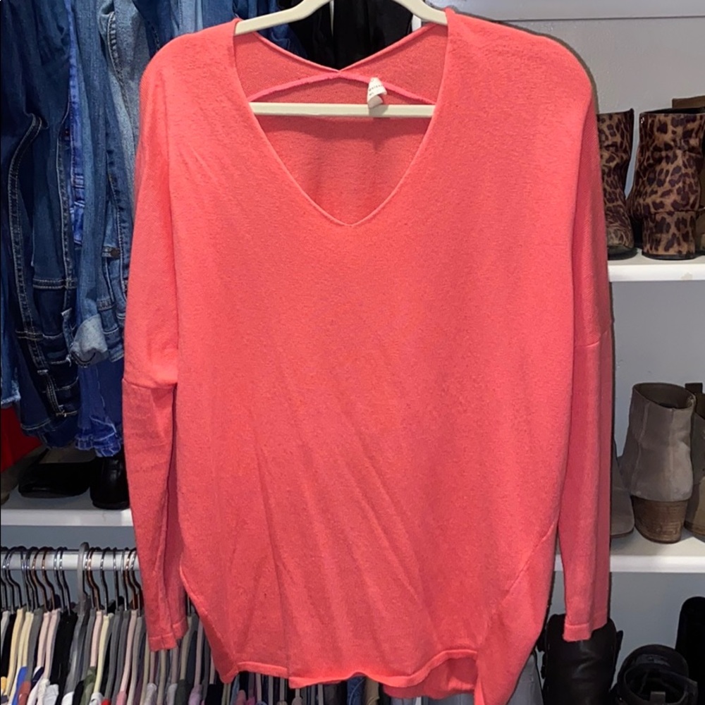 Coral V-Neck Sweater